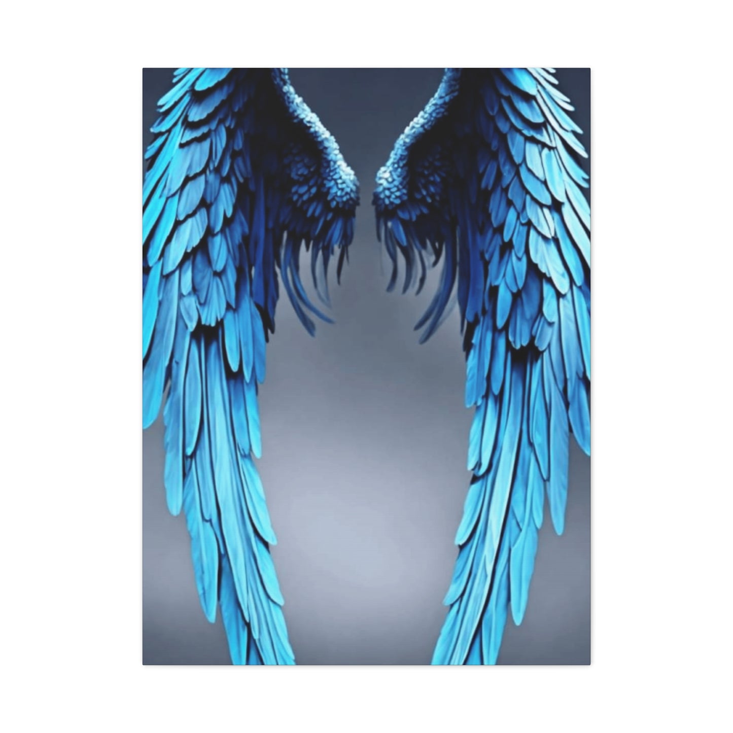 Long Blue Angel Angel Wings Wall Art & Canvas Prints