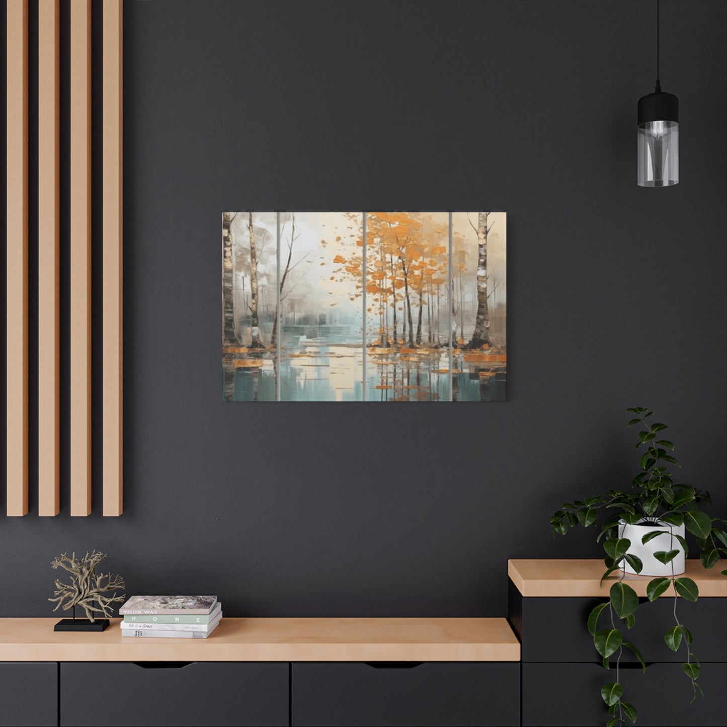 Birch Trees and River Painting Wall Art & Canvas Prints