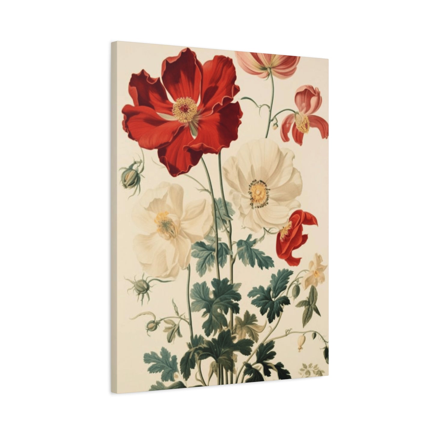 Red and White Flowers Painting Wall Art & Canvas Prints