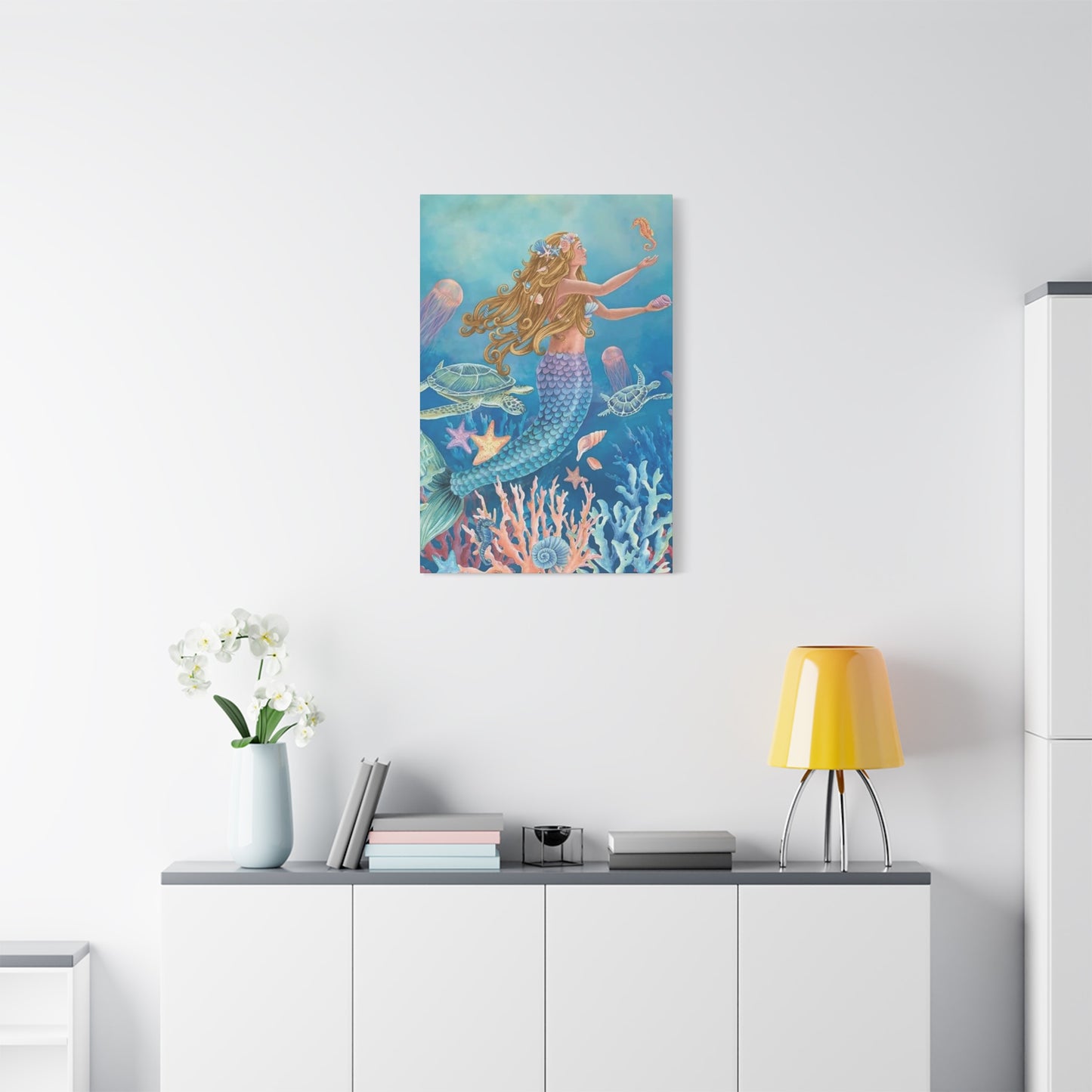 A Mermaid Playing In The Ocean Wall Art & Canvas Prints