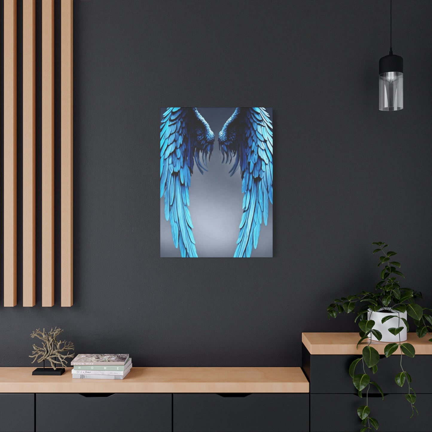 Long Blue Angel Angel Wings Wall Art & Canvas Prints