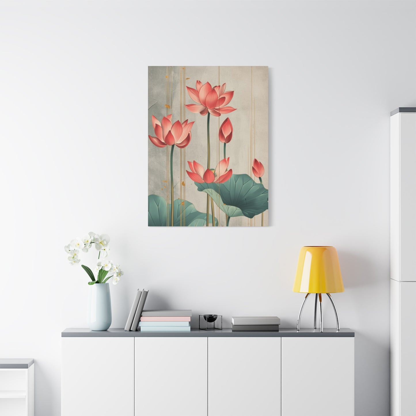 Red Lotus Painting Painting Wall Art & Canvas Prints