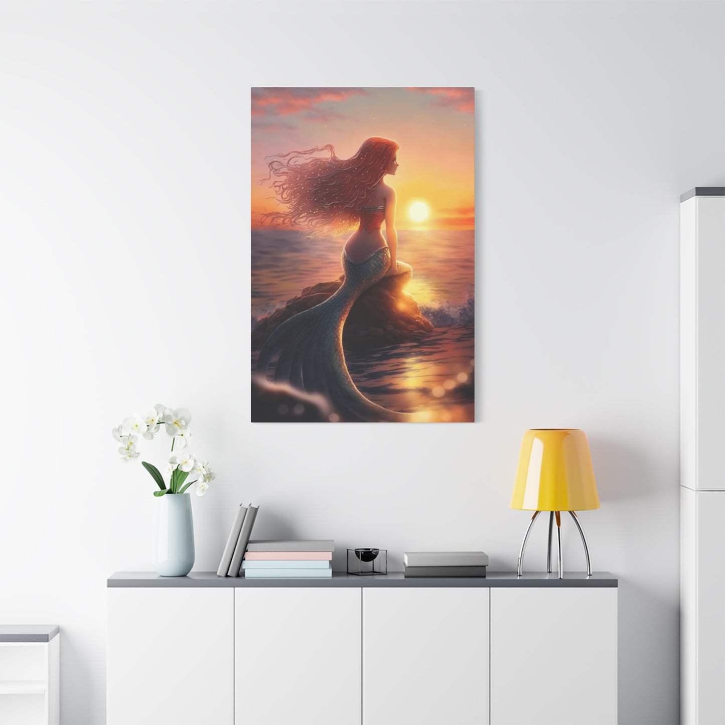 A Mermaid Watching The Sunset Wall Art & Canvas Prints