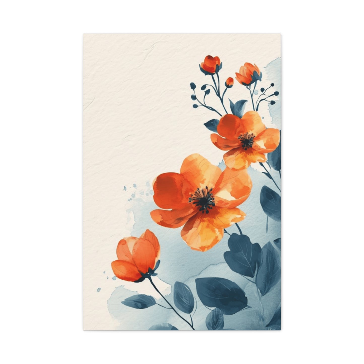 Orange Flowers Water Painting Wall Art & Canvas Prints