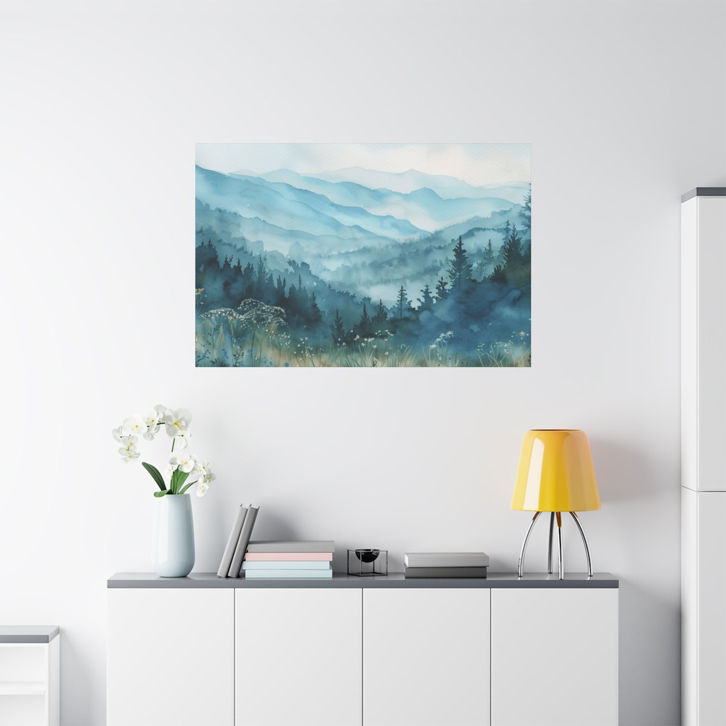 Mountain Forest Ranges Painting Wall Art & Canvas Prints