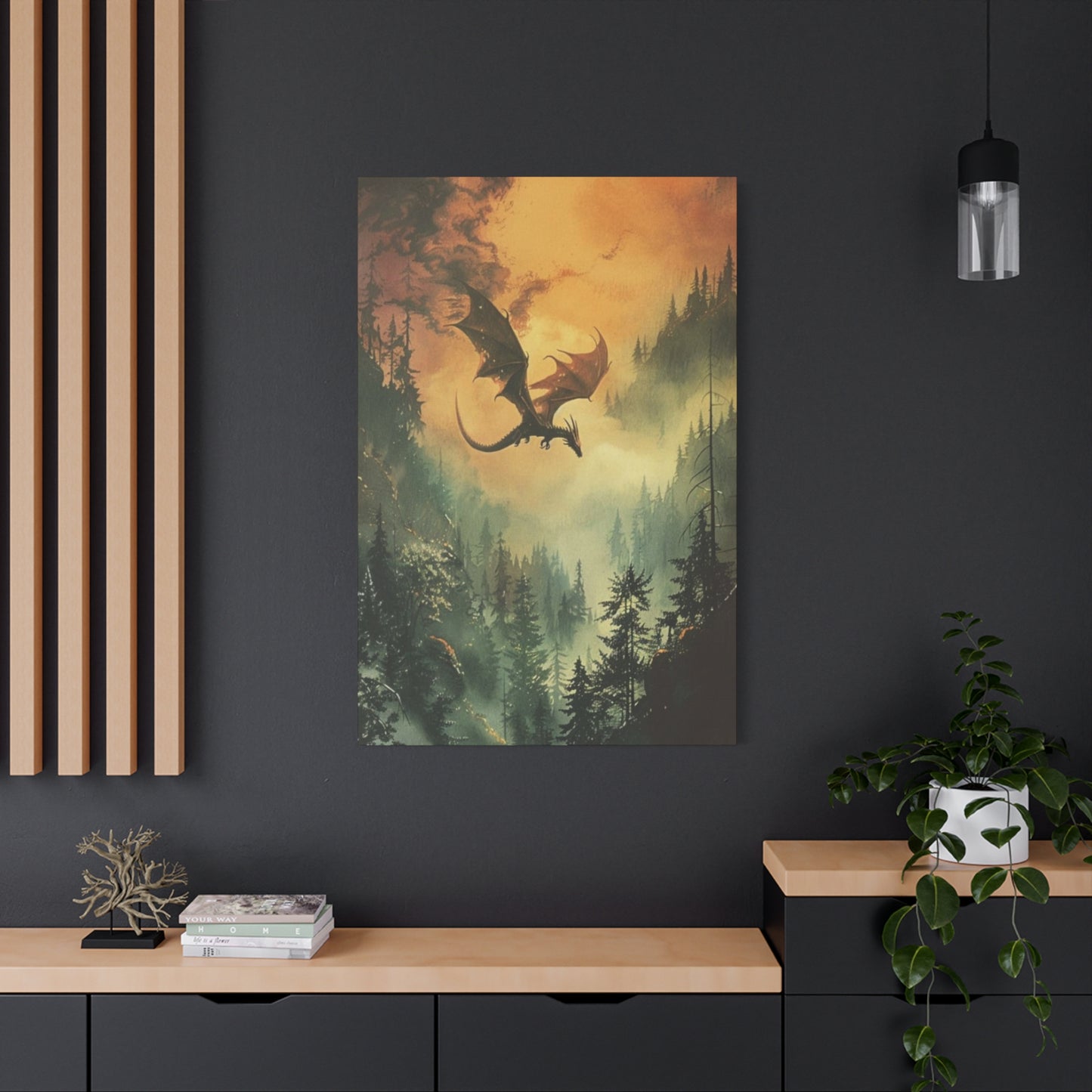 Dragon Flying over Forest Wall Art & Canvas Prints