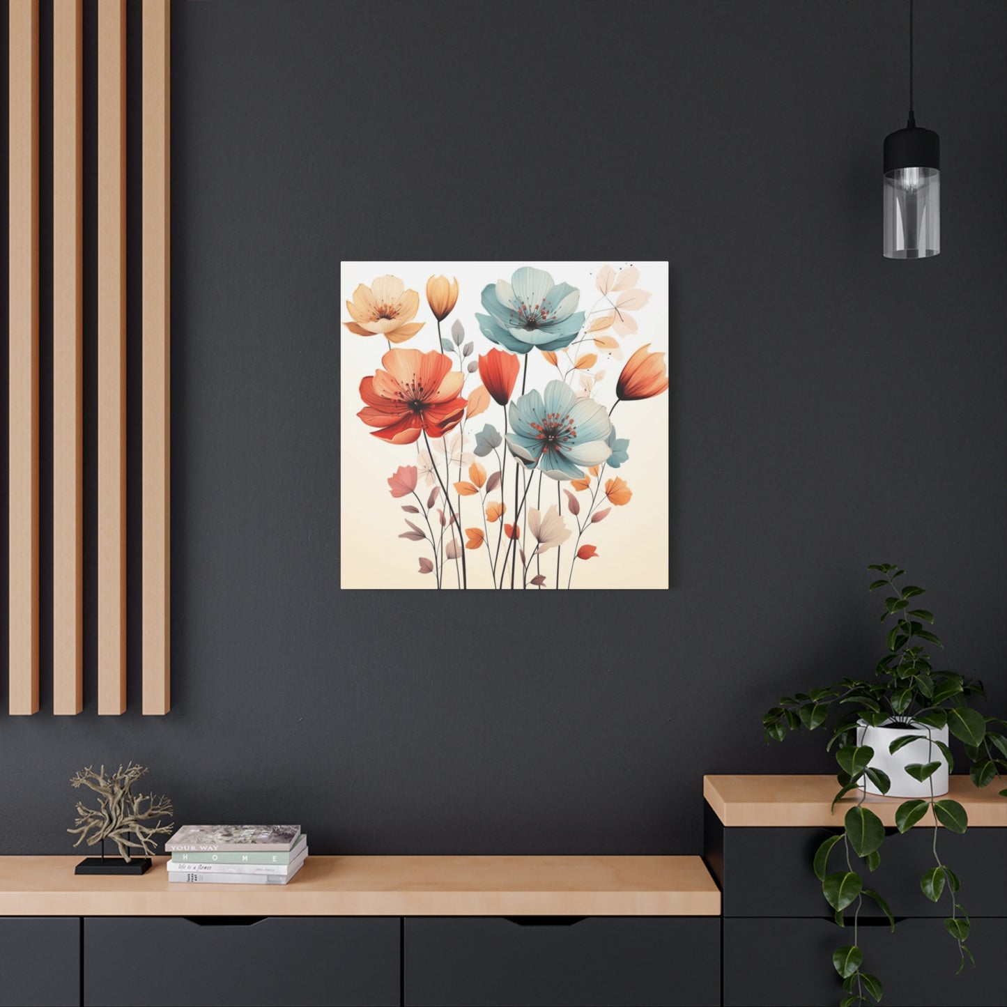 Red and Blue Floral Painting Wall Art & Canvas Prints