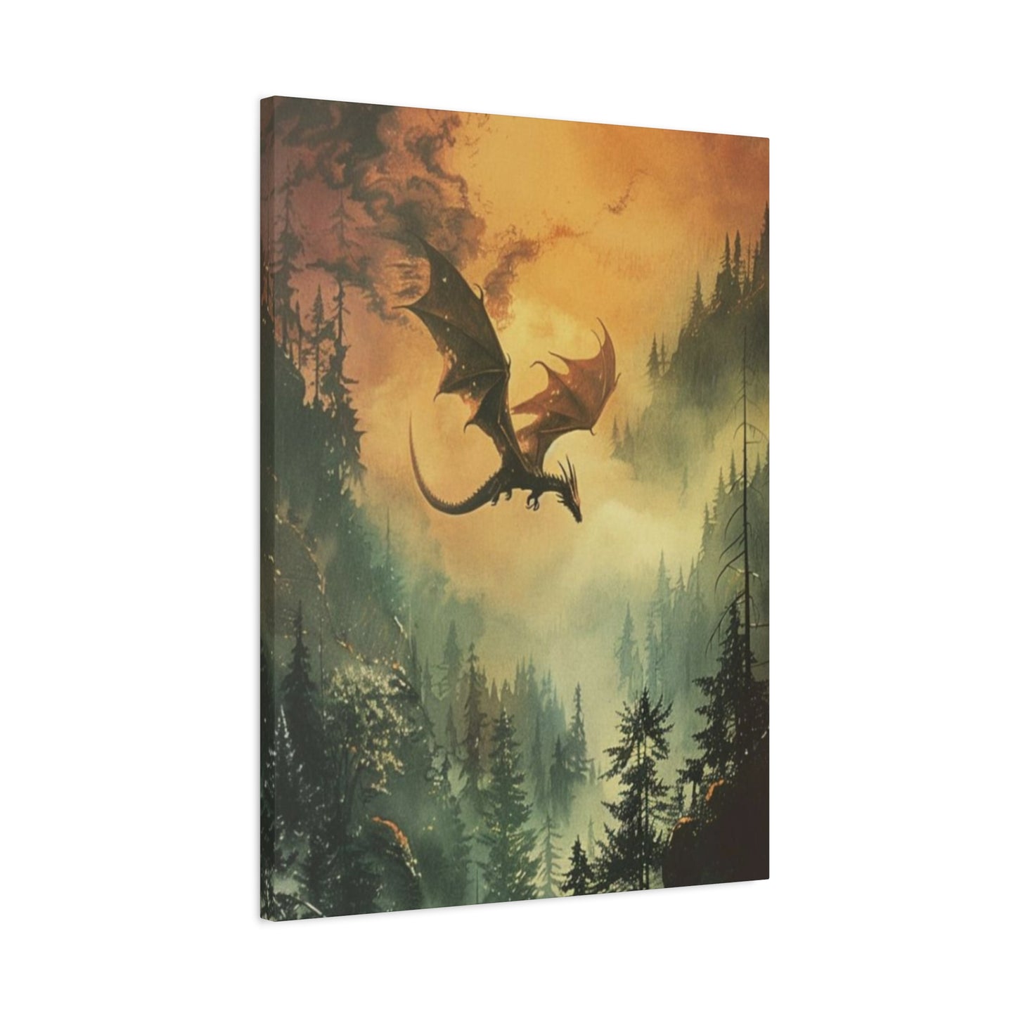 Dragon Flying over Forest Wall Art & Canvas Prints