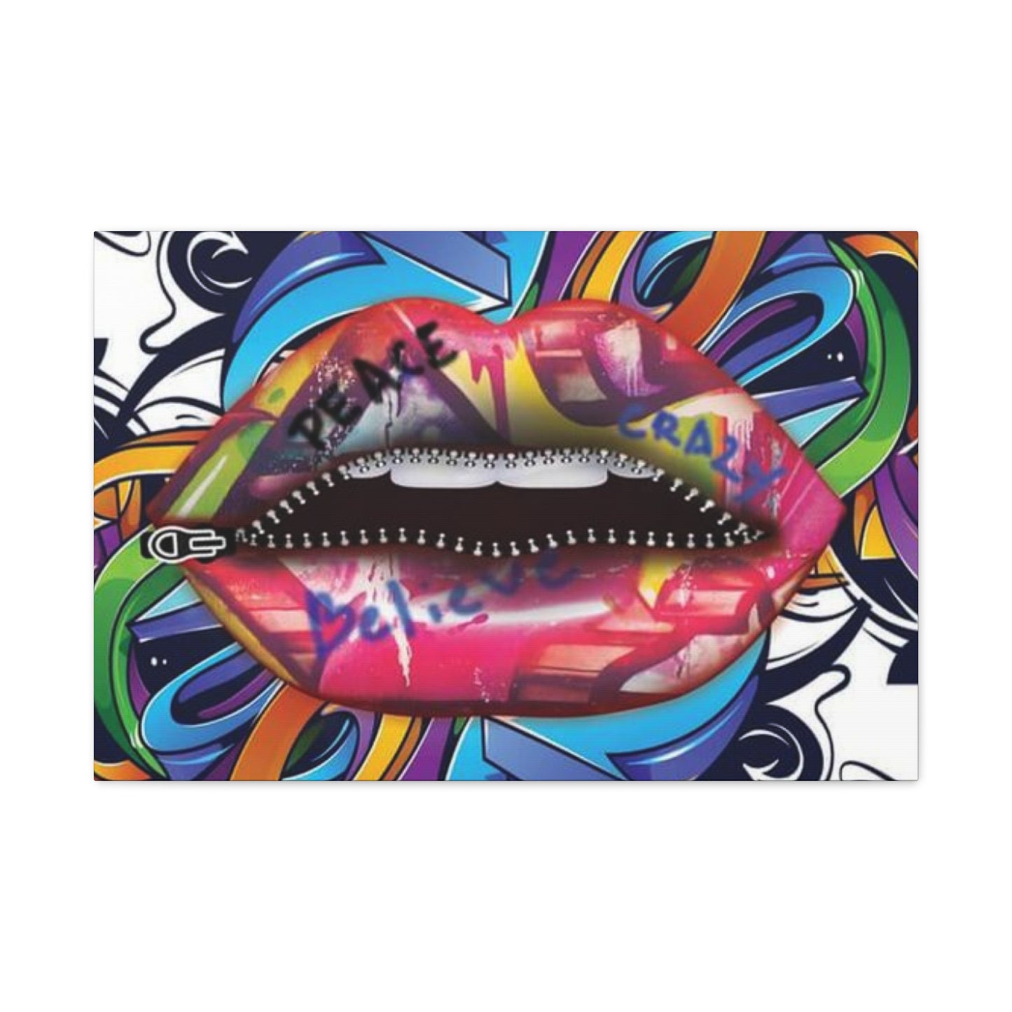 Zipper Lips Wall Art & Canvas Prints