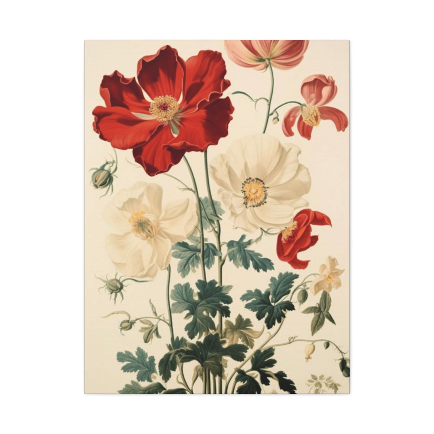 Red and White Flowers Painting Wall Art & Canvas Prints