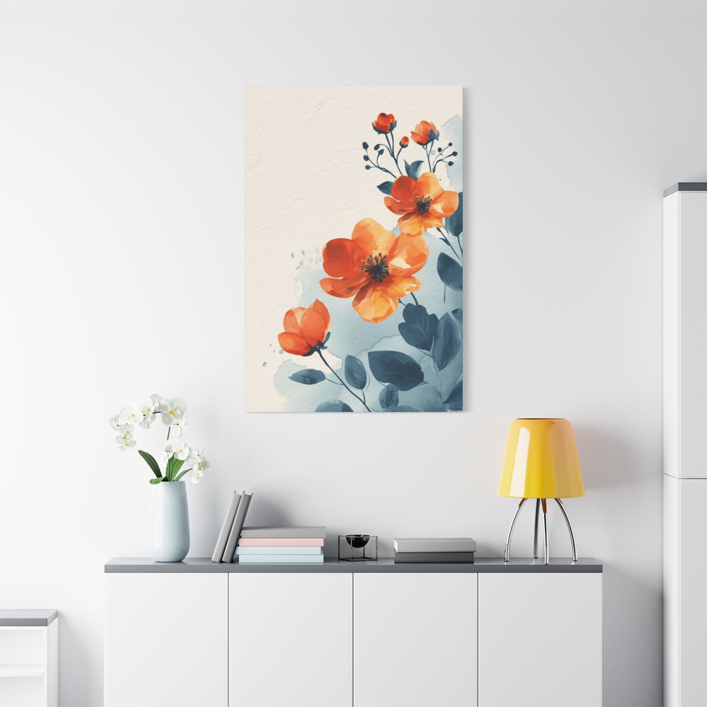 Orange Flowers Water Painting Wall Art & Canvas Prints