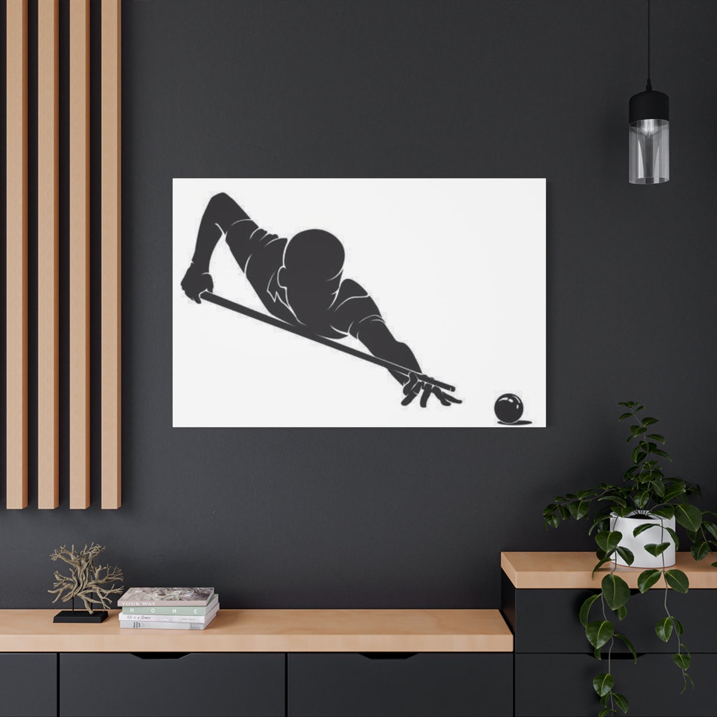 Shadow of Pool Playing Man Wall Art & Canvas Prints