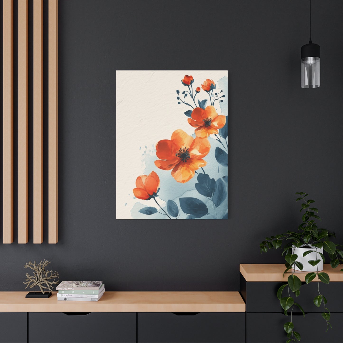 Orange Flowers Water Painting Wall Art & Canvas Prints