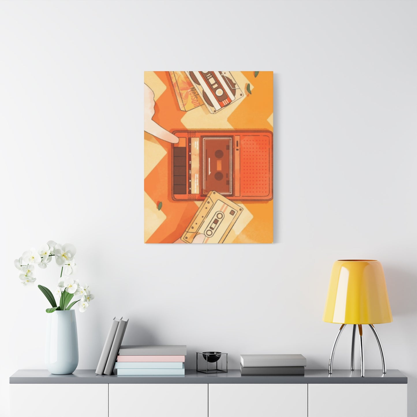 Orange Record Player Wall Art & Canvas Prints