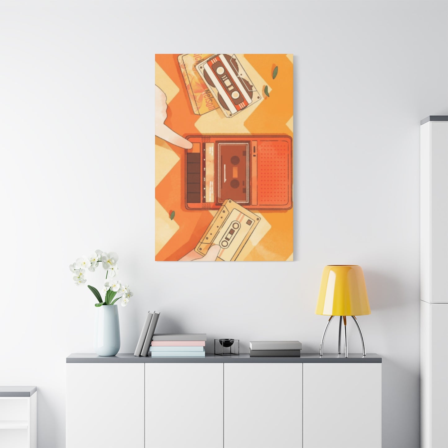 Orange Record Player Wall Art & Canvas Prints