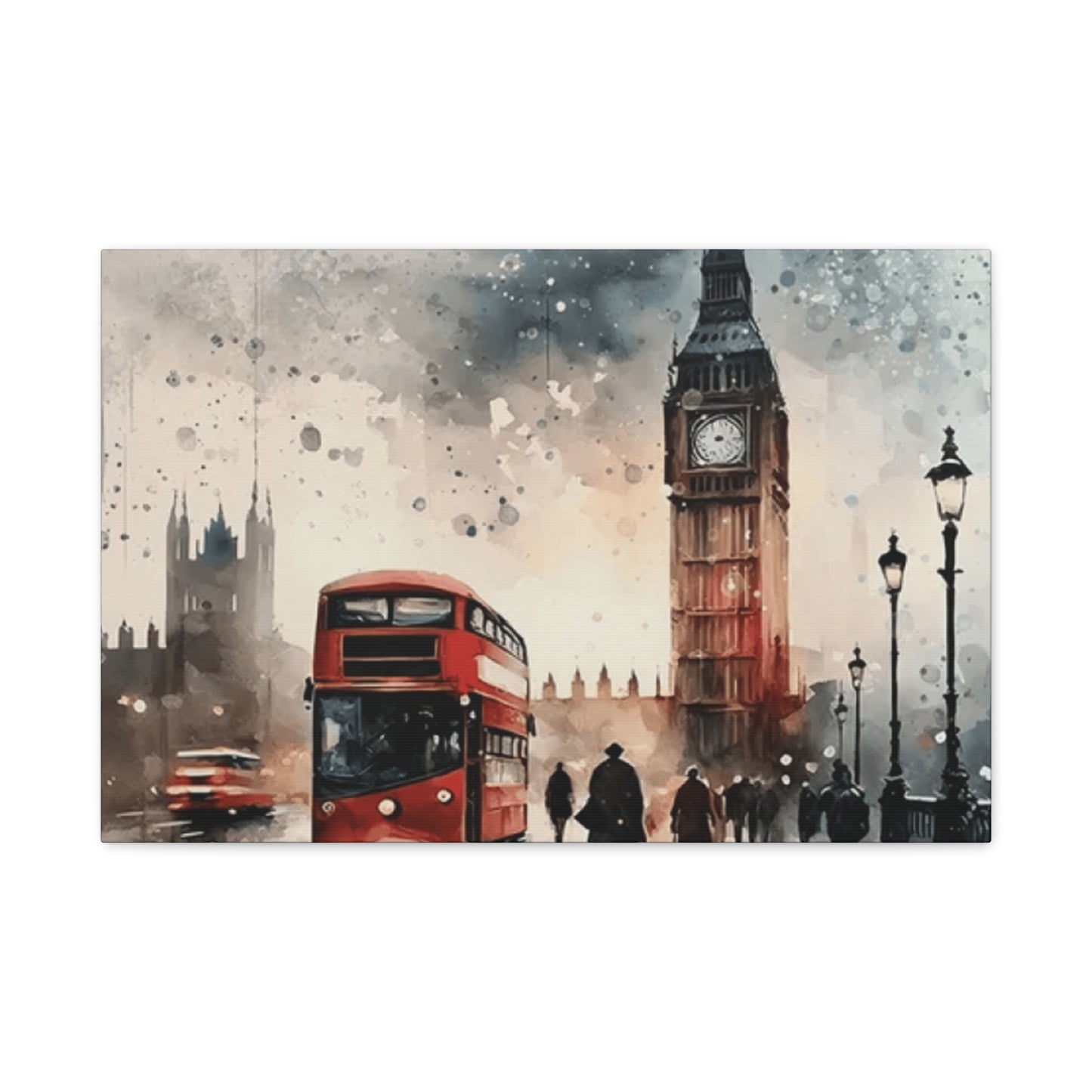 London Bus and Big Ben Painting Wall Art & Canvas Prints