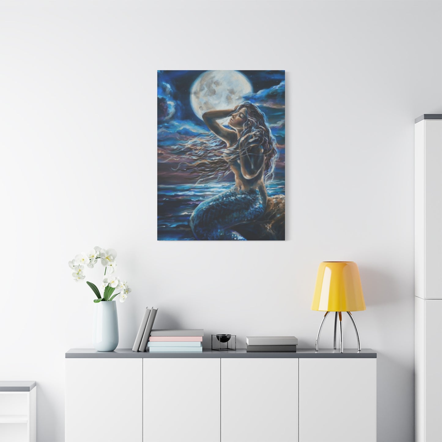 Mermaid Portrait With Moon Wall Art & Canvas Prints