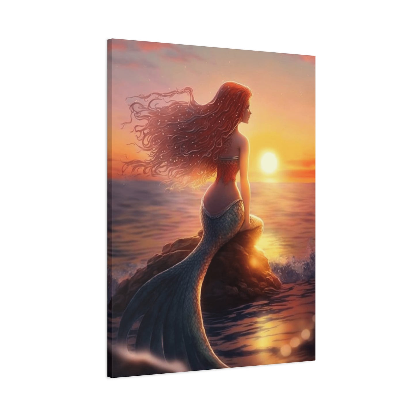 A Mermaid Watching The Sunset Wall Art & Canvas Prints