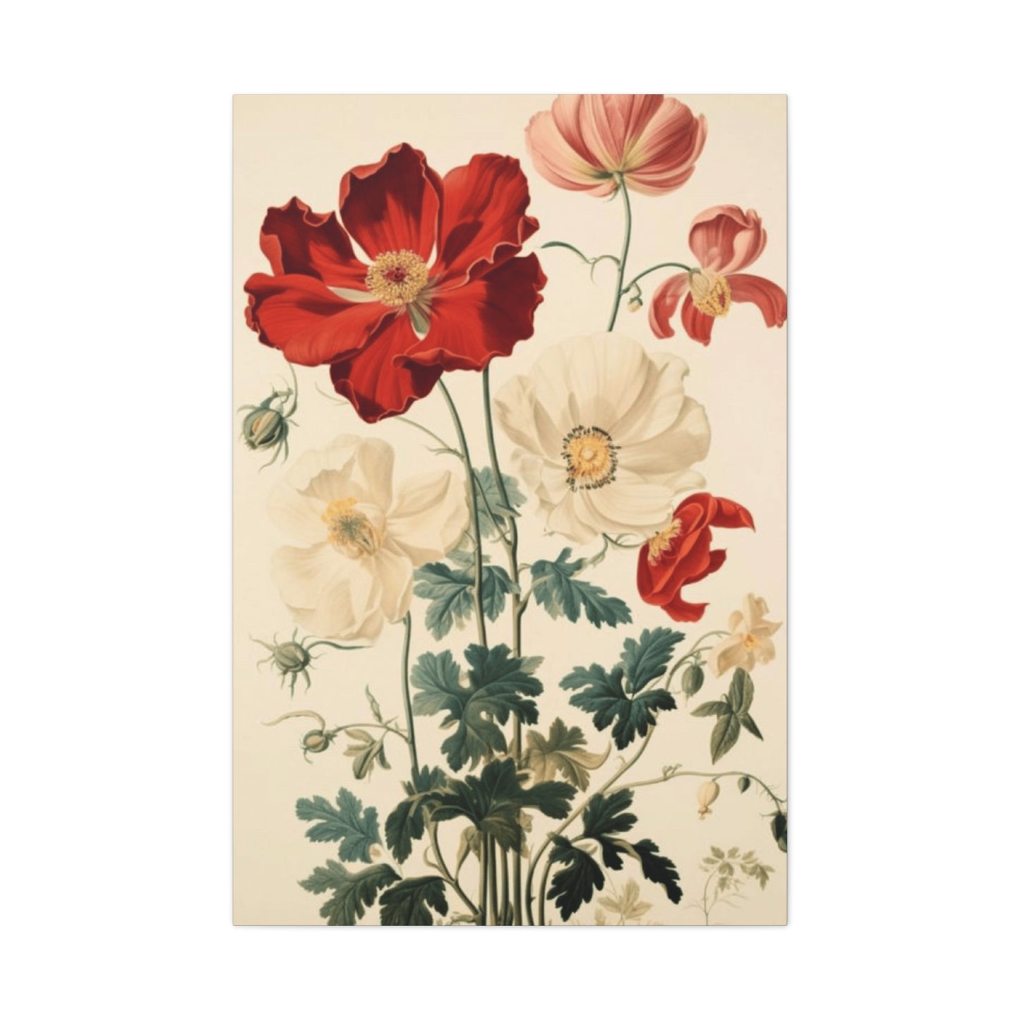 Red and White Flowers Painting Wall Art & Canvas Prints