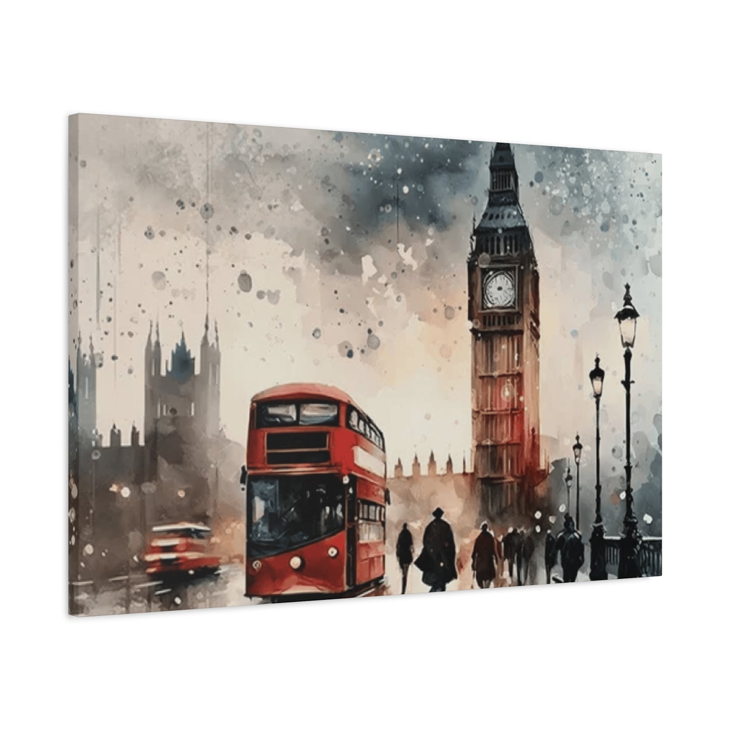 London Bus and Big Ben Painting Wall Art & Canvas Prints