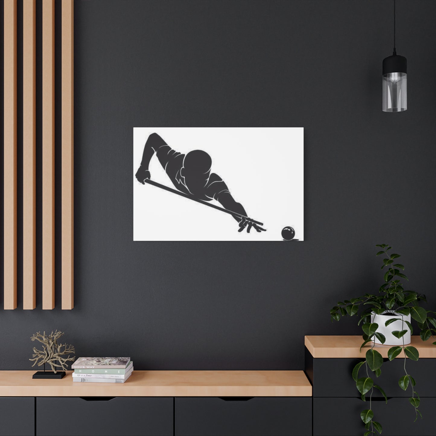 Shadow of Pool Playing Man Wall Art & Canvas Prints