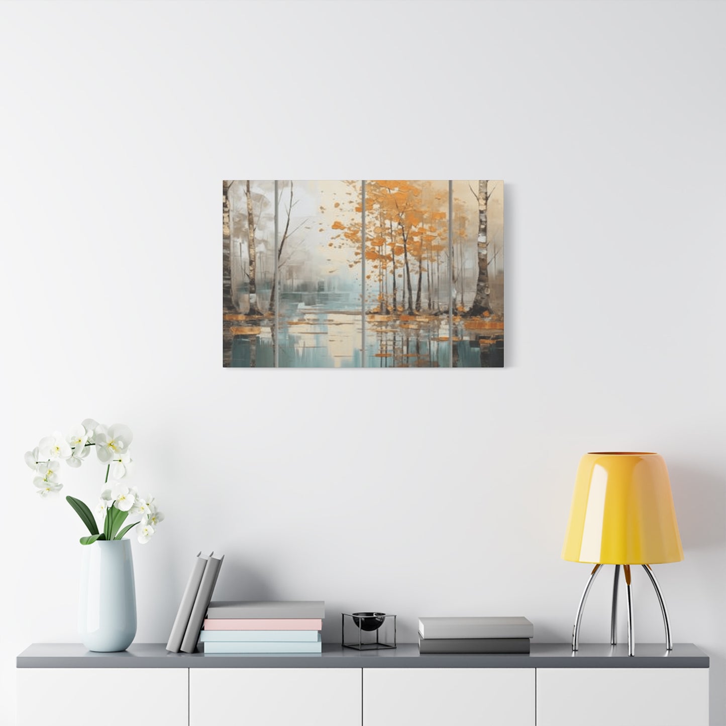 Birch Trees and River Painting Wall Art & Canvas Prints