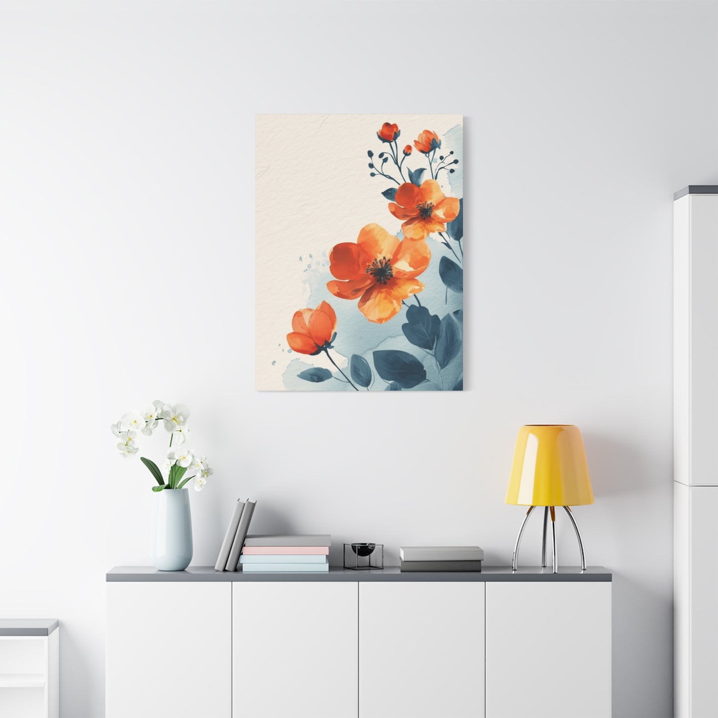 Orange Flowers Water Painting Wall Art & Canvas Prints