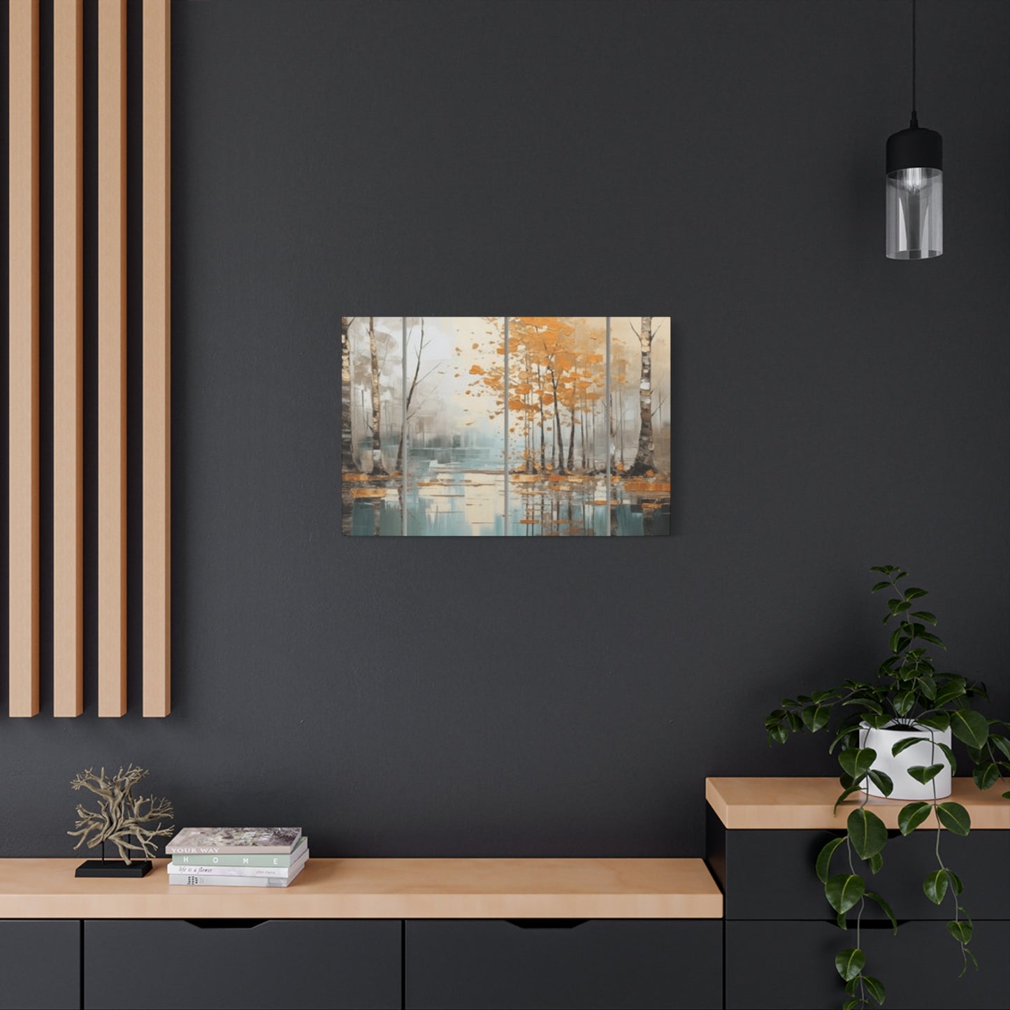 Birch Trees and River Painting Wall Art & Canvas Prints