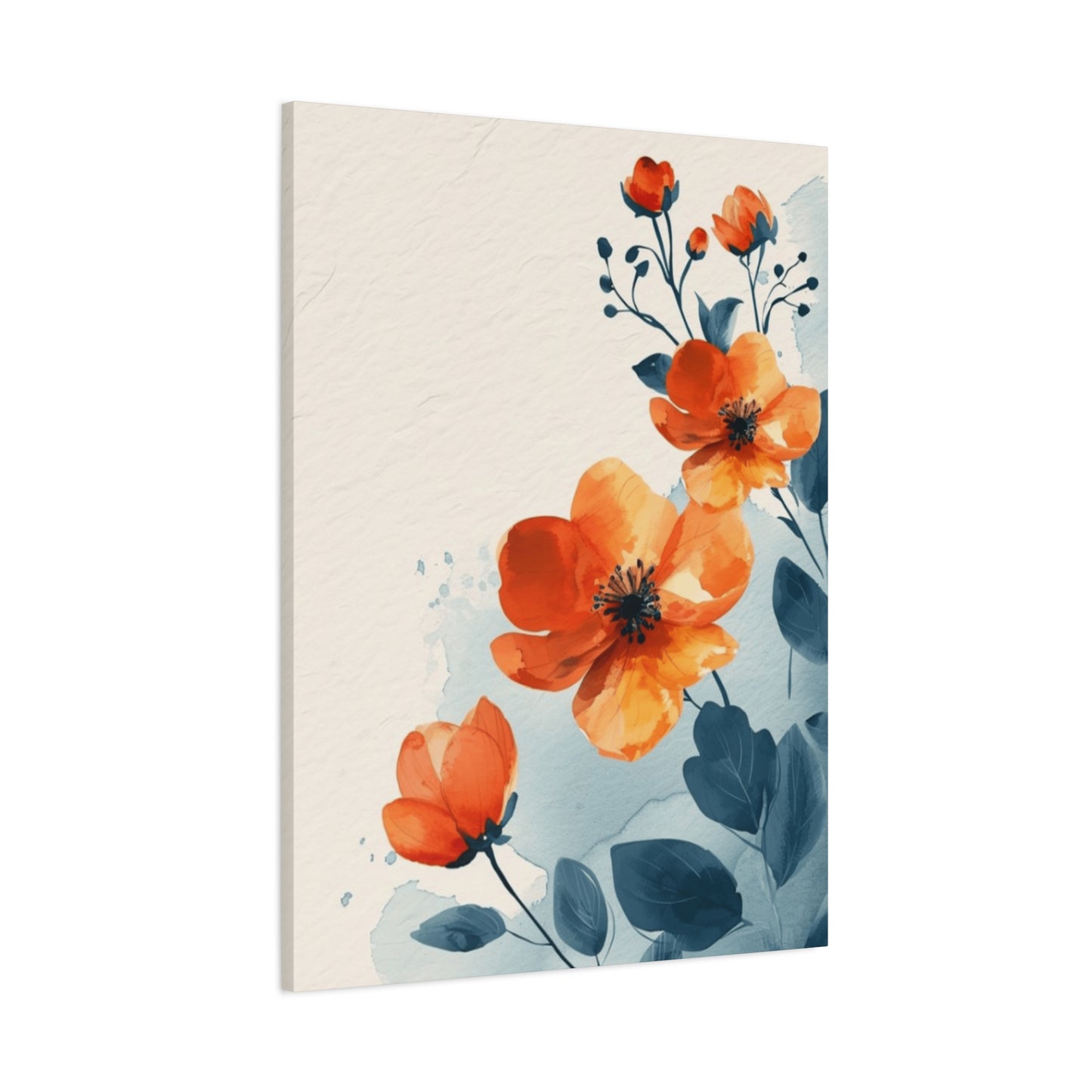 Orange Flowers Water Painting Wall Art & Canvas Prints