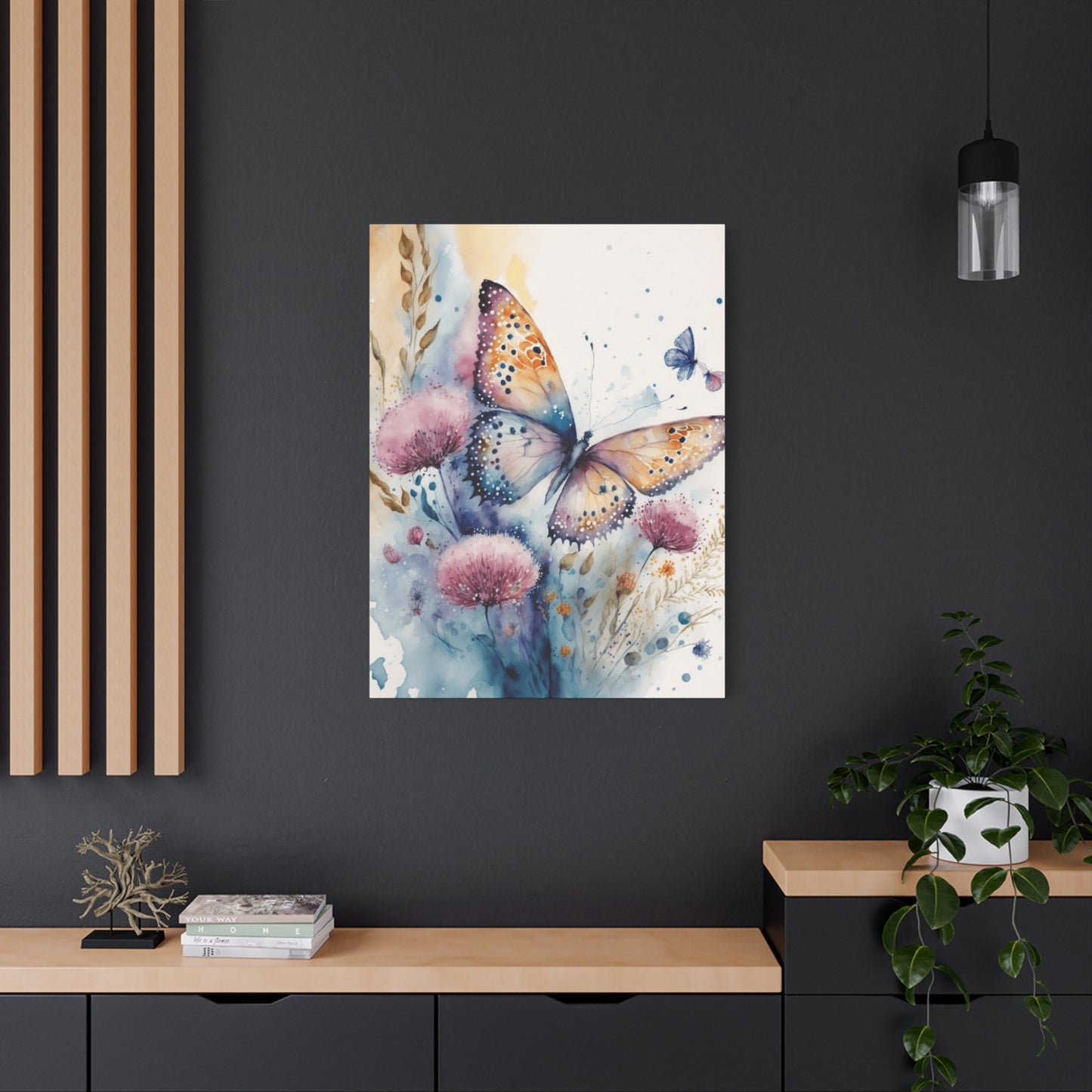 Colorful Butterfly with Dandelions Painting Wall Art & Canvas Prints