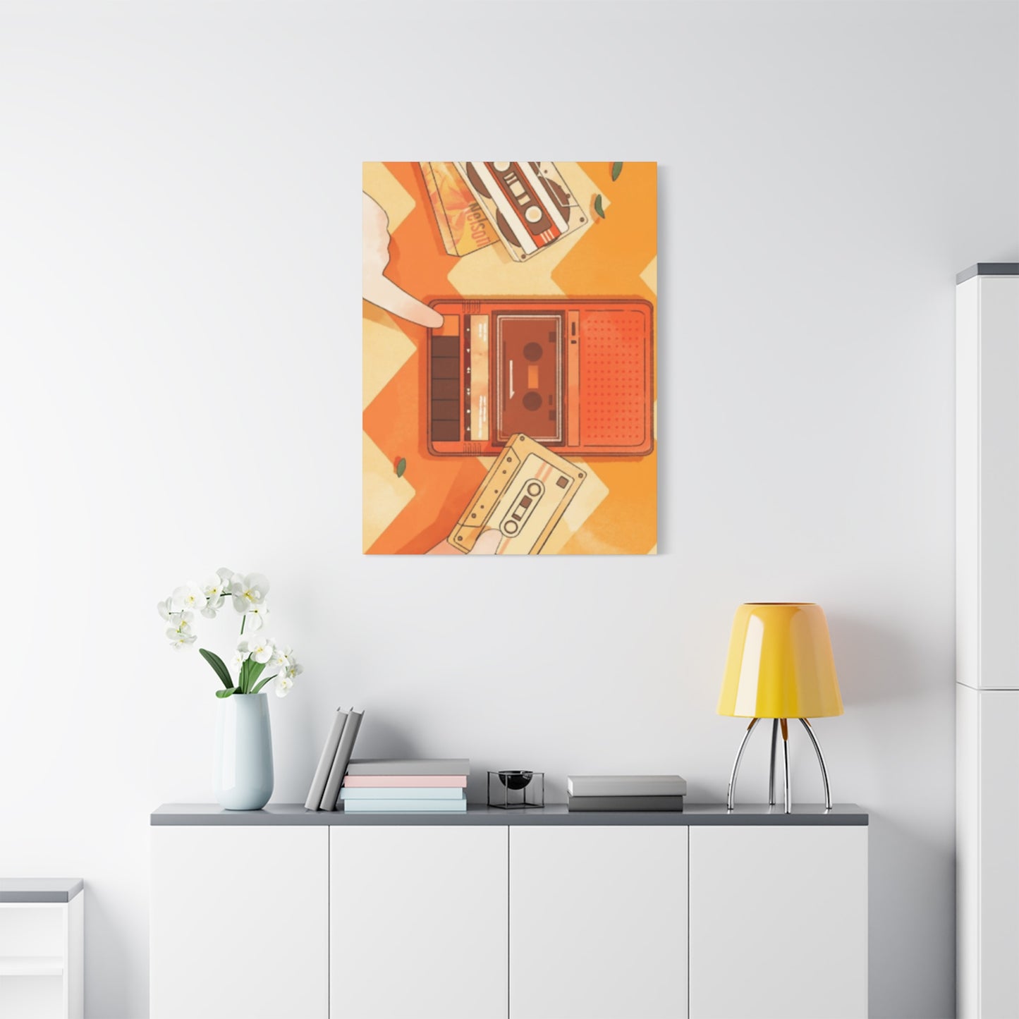 Orange Record Player Wall Art & Canvas Prints