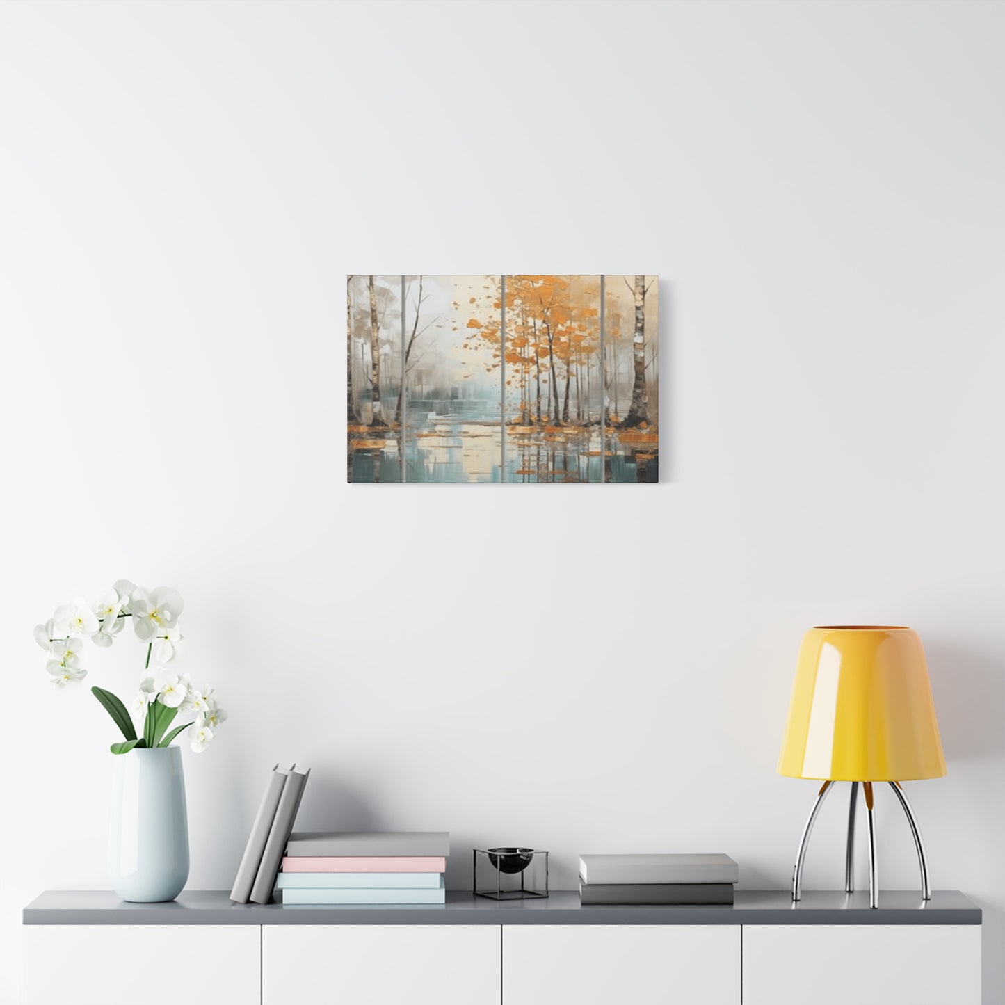 Birch Trees and River Painting Wall Art & Canvas Prints