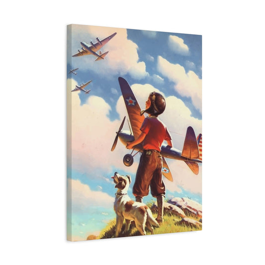 Kid admiring Airplane Wall Art & Canvas Prints