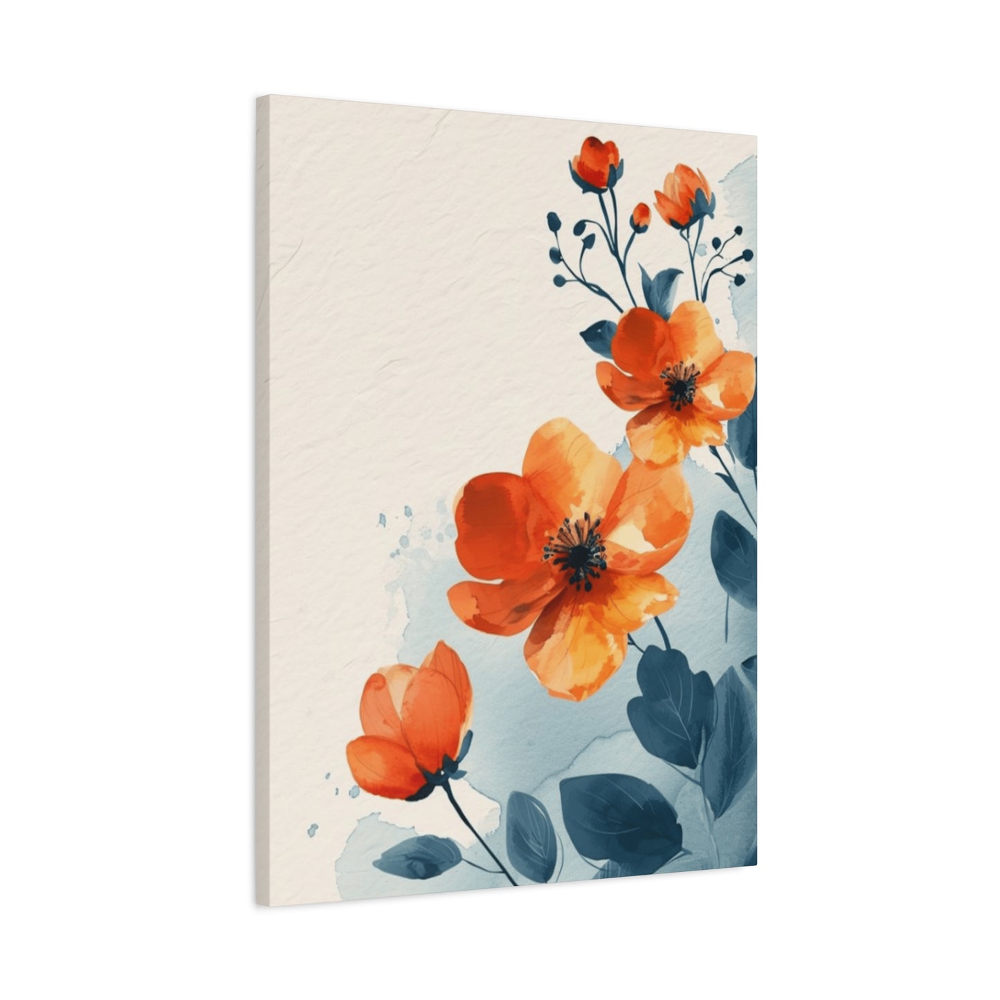 Orange Flowers Water Painting Wall Art & Canvas Prints