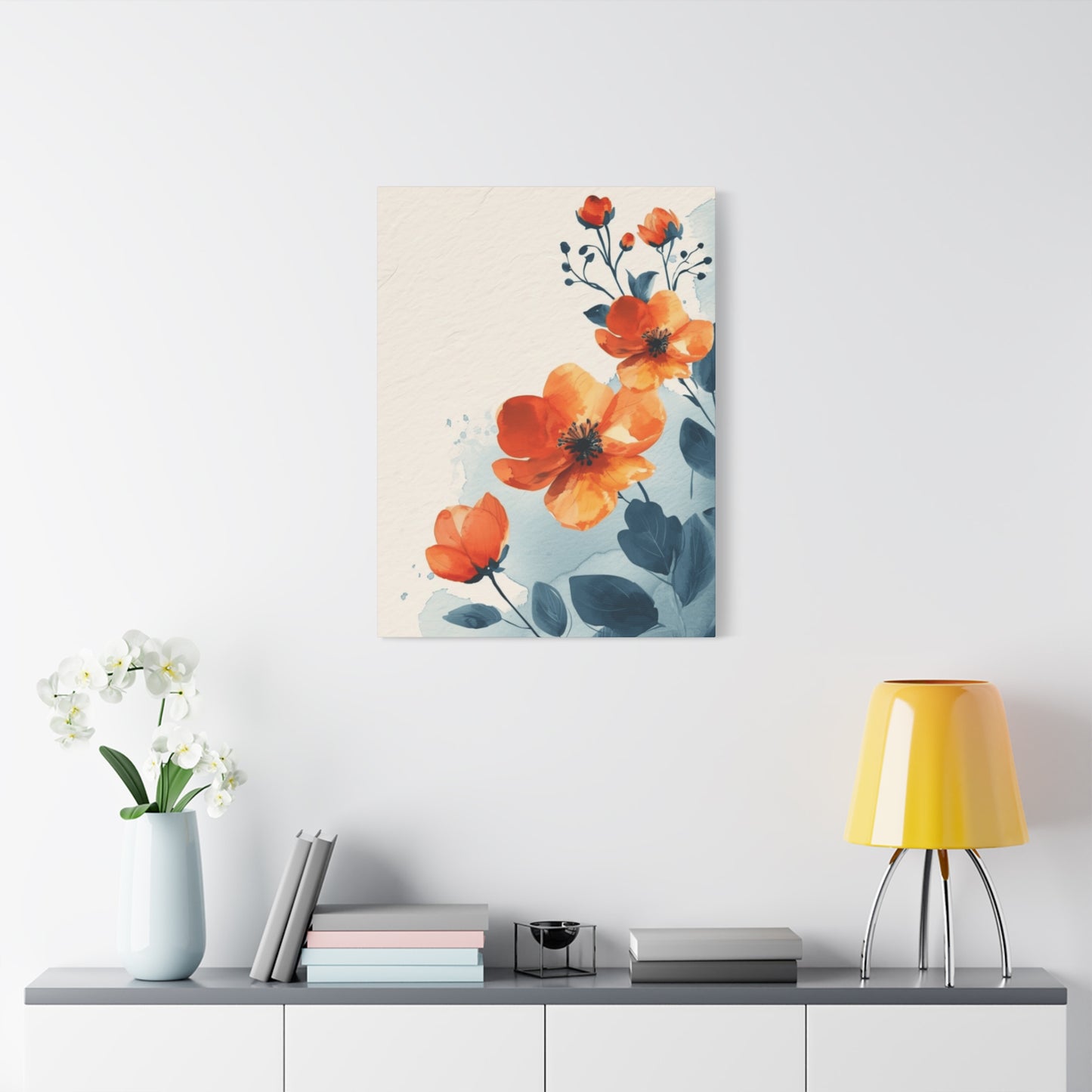 Orange Flowers Water Painting Wall Art & Canvas Prints