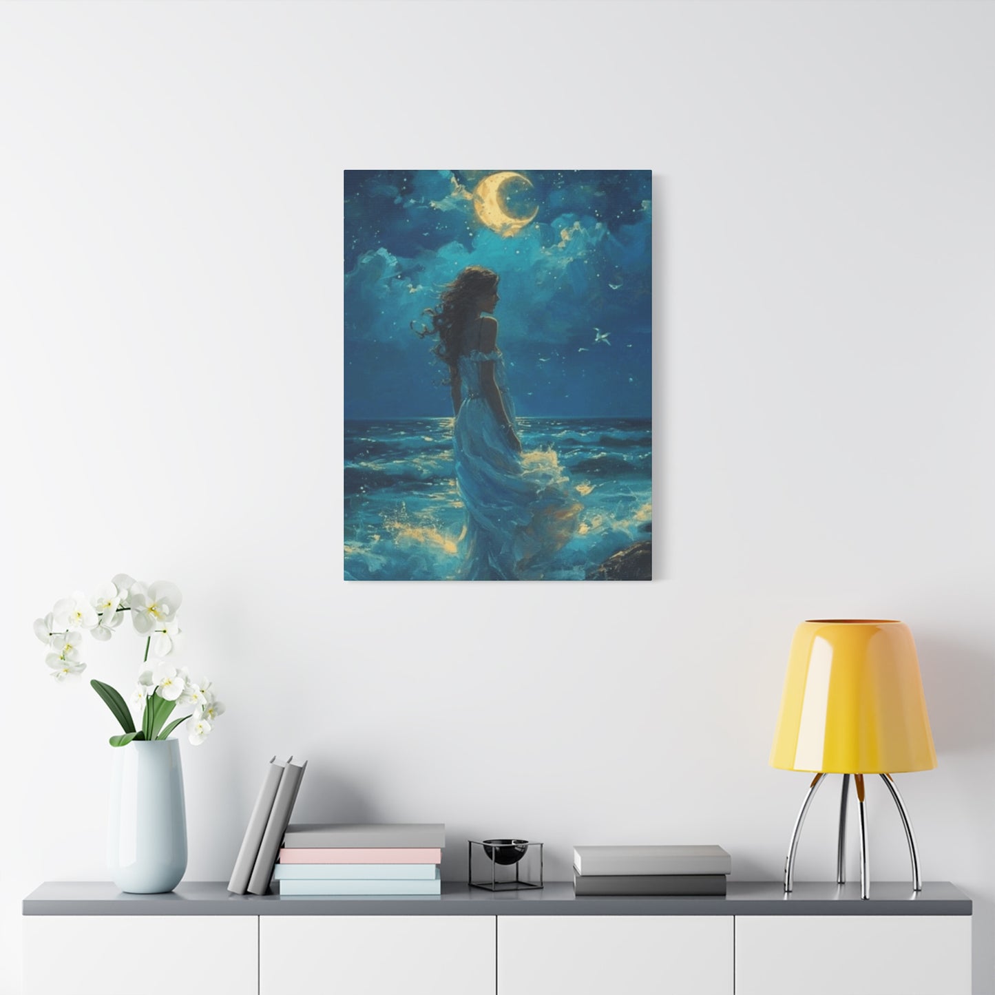 A Mermaid At Night In The Moonlight  Wall Art & Canvas Prints