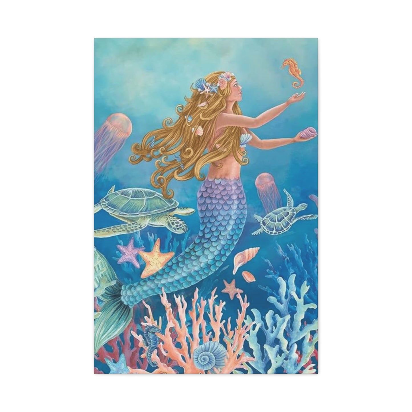 A Mermaid Playing In The Ocean Wall Art & Canvas Prints