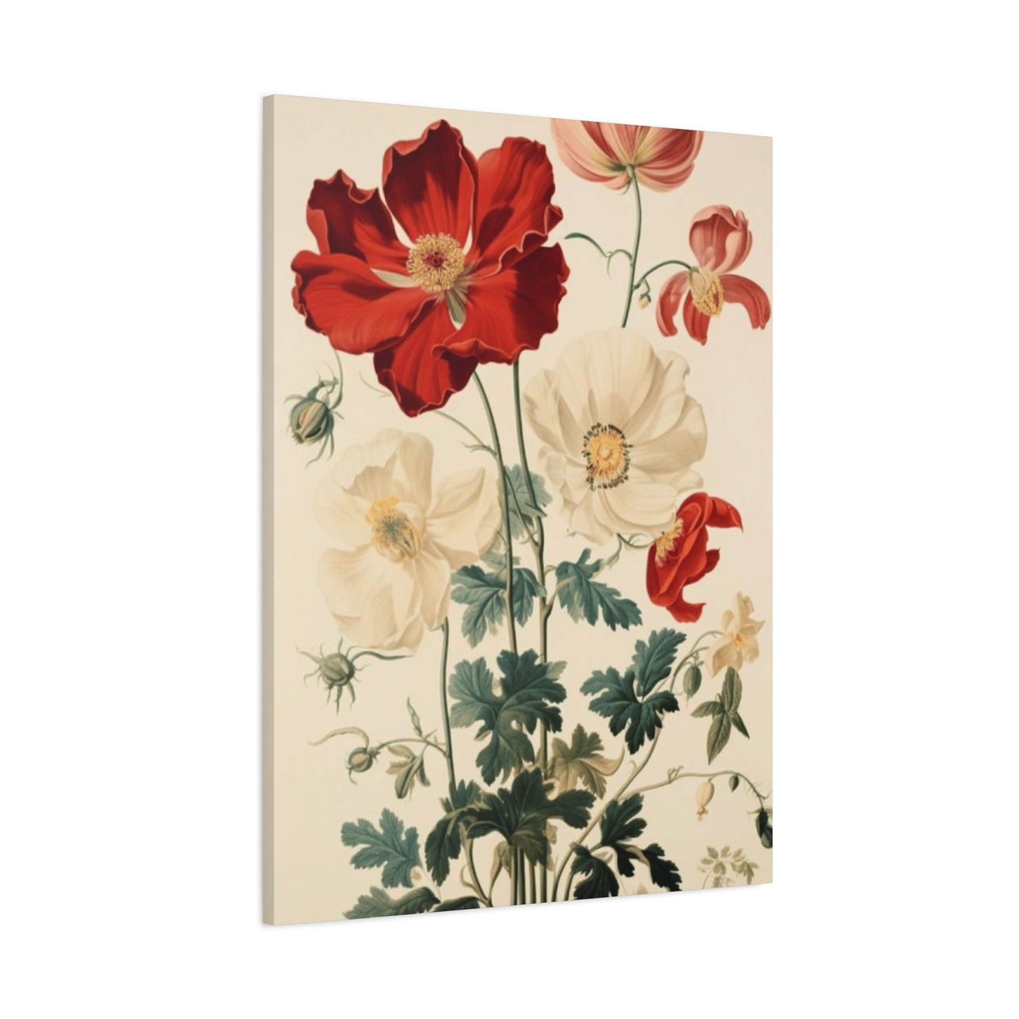 Red and White Flowers Painting Wall Art & Canvas Prints