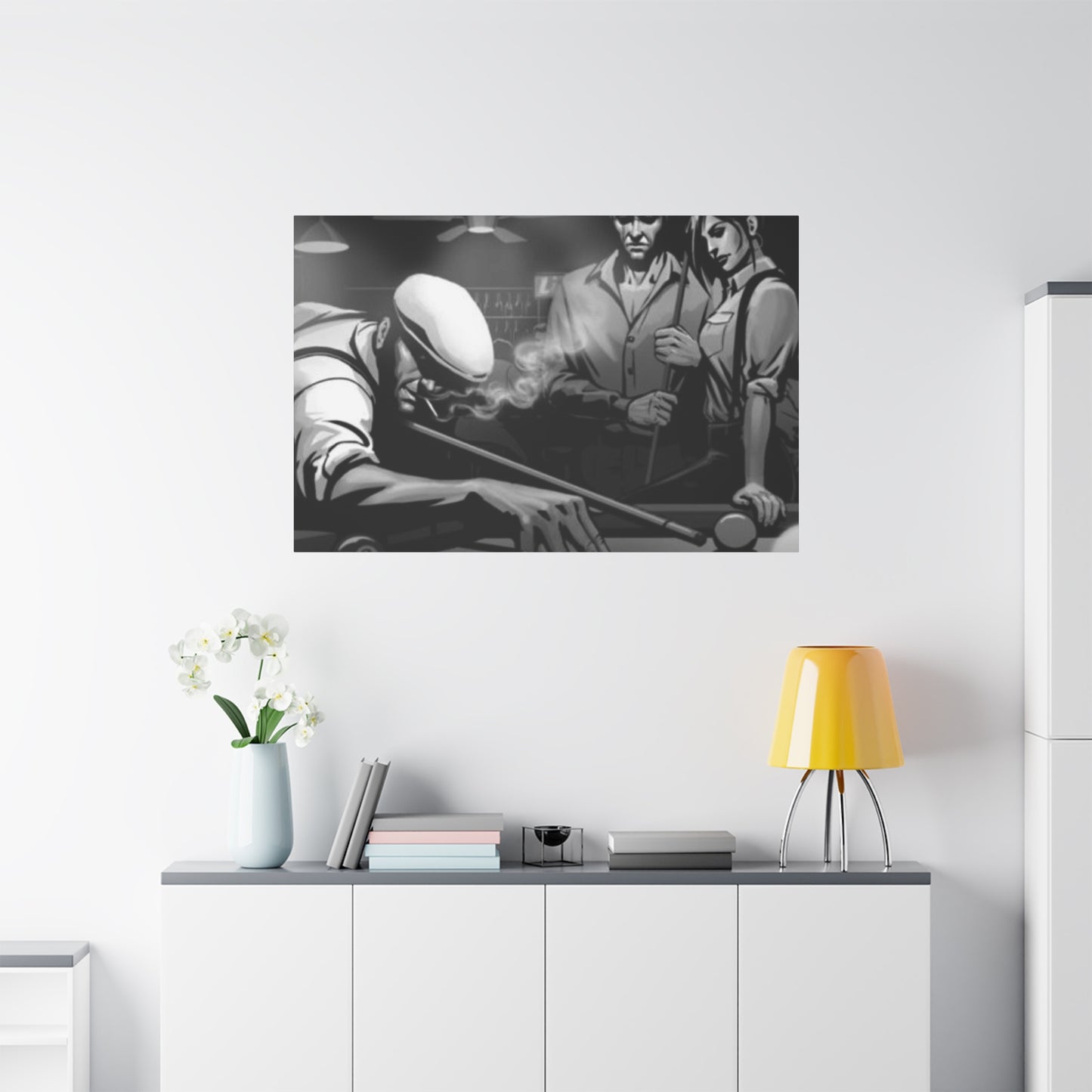 Old Man Playing Pool Wall Art & Canvas Prints