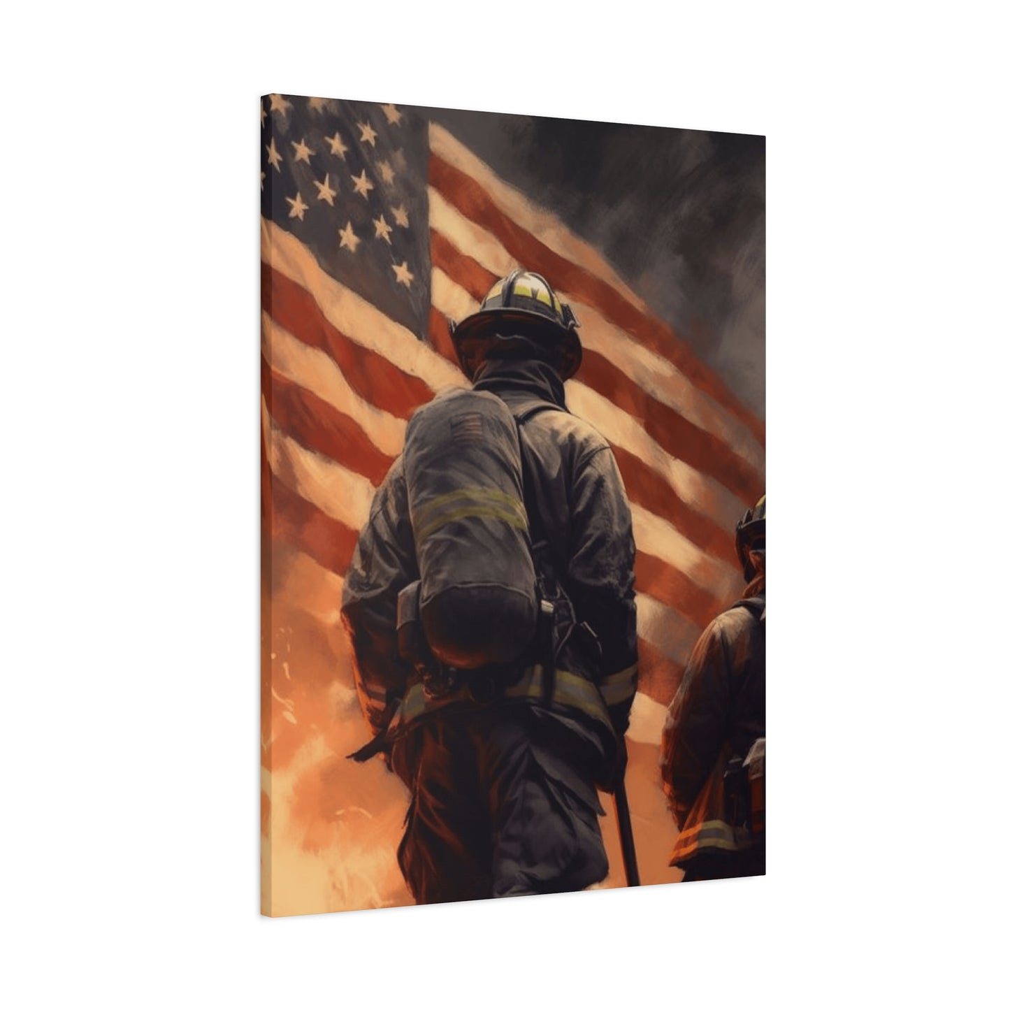 Firefighter and American Flag Wall Art & Canvas Prints