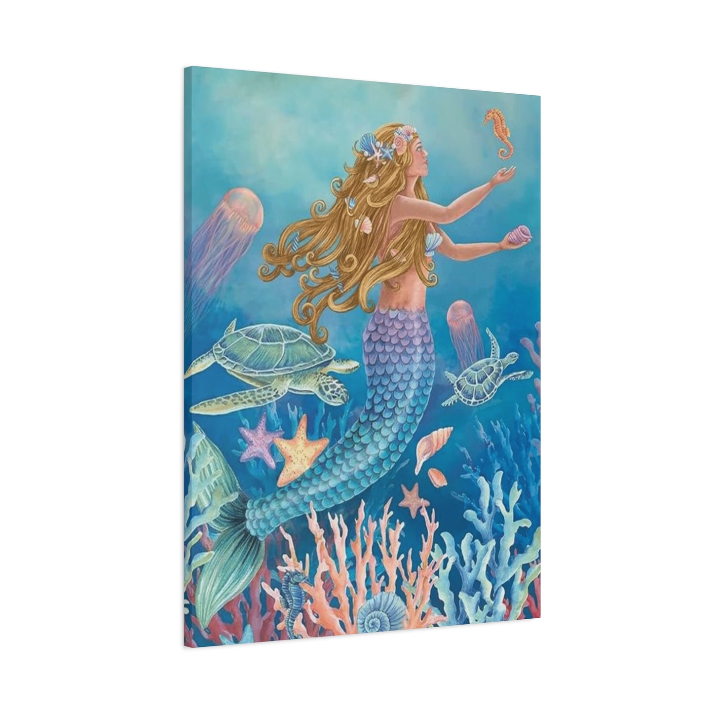 A Mermaid Playing In The Ocean Wall Art & Canvas Prints