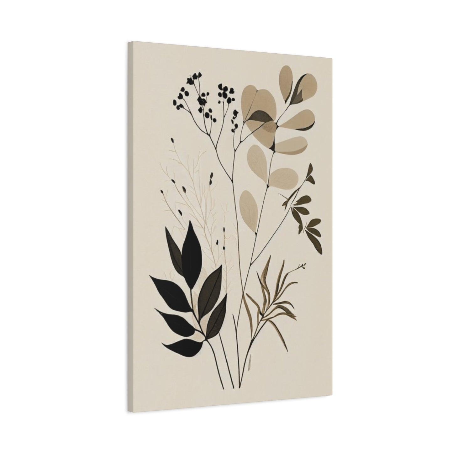 Simplistic Grey and Black Floral Painting Wall Art & Canvas Prints