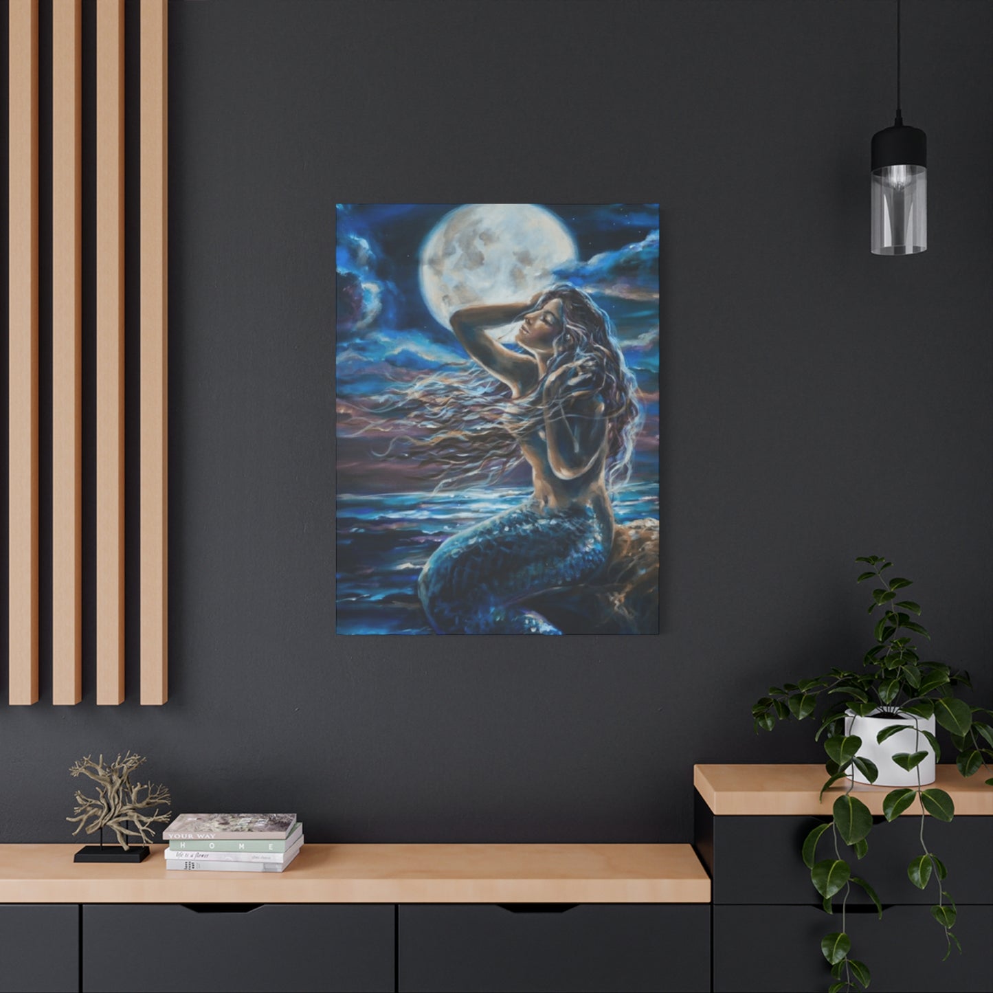 Mermaid Portrait With Moon Wall Art & Canvas Prints