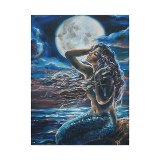 Mermaid Portrait With Moon Wall Art & Canvas Prints