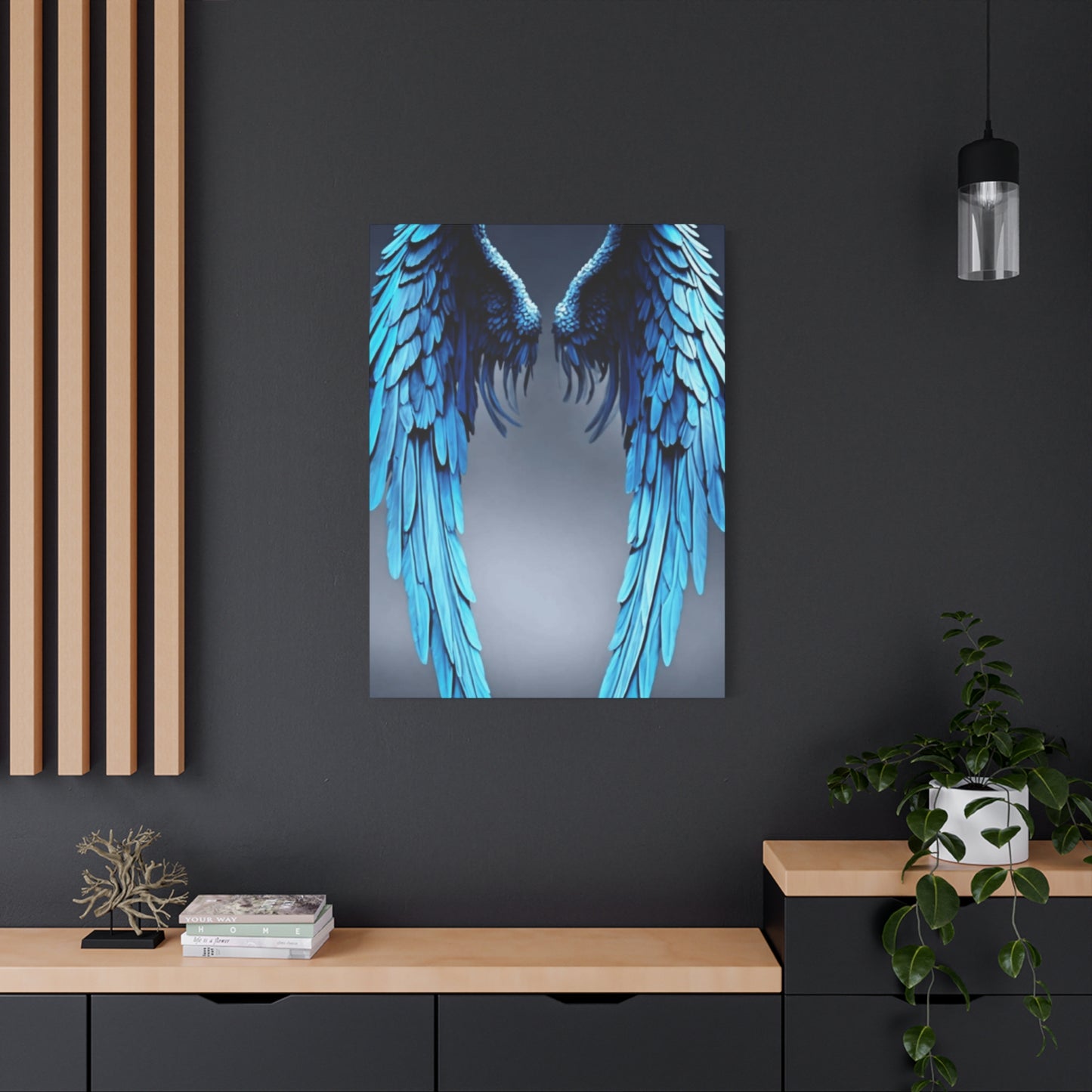 Long Blue Angel Angel Wings Wall Art & Canvas Prints