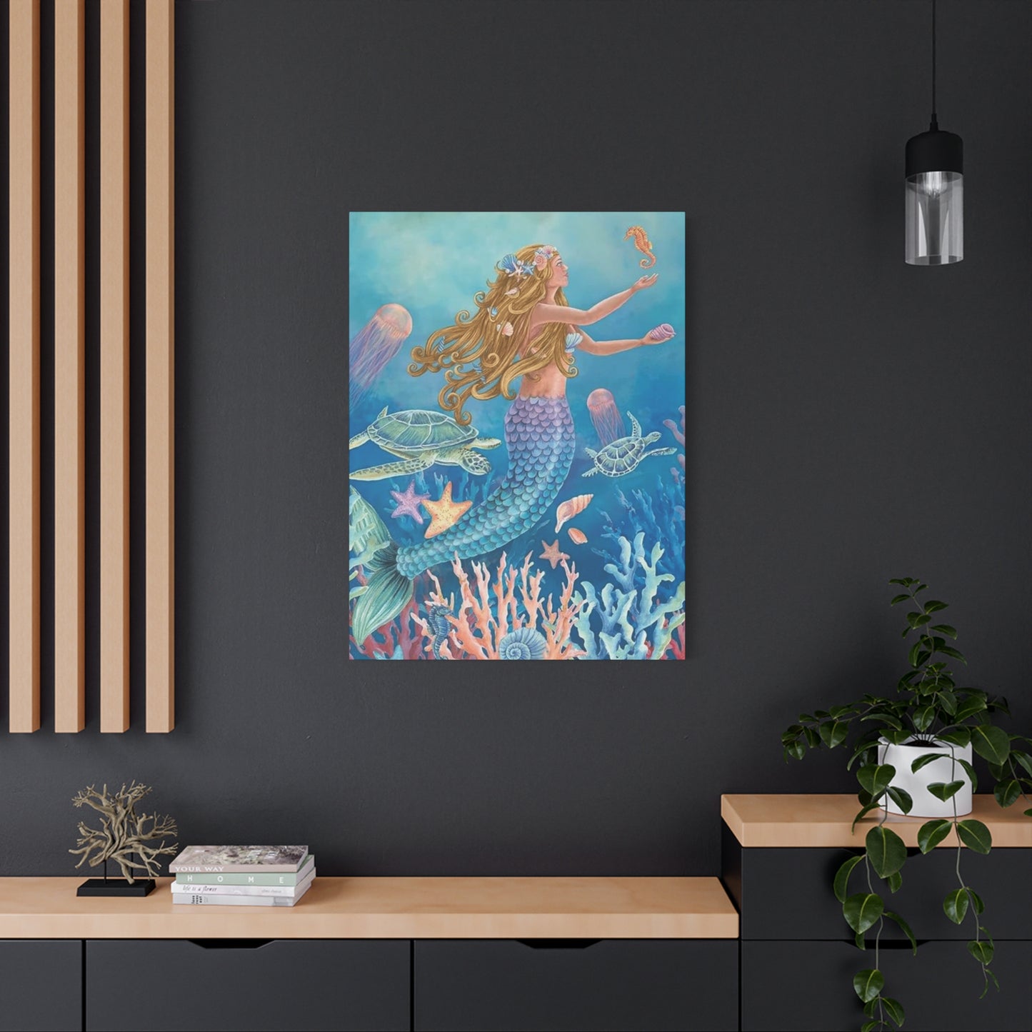 A Mermaid Playing In The Ocean Wall Art & Canvas Prints