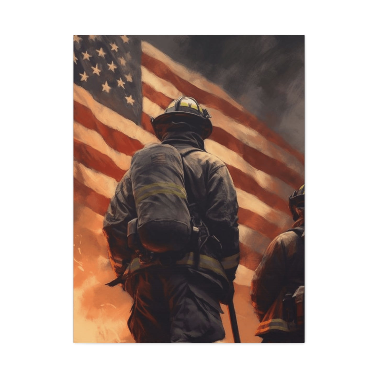 Firefighter and American Flag Wall Art & Canvas Prints