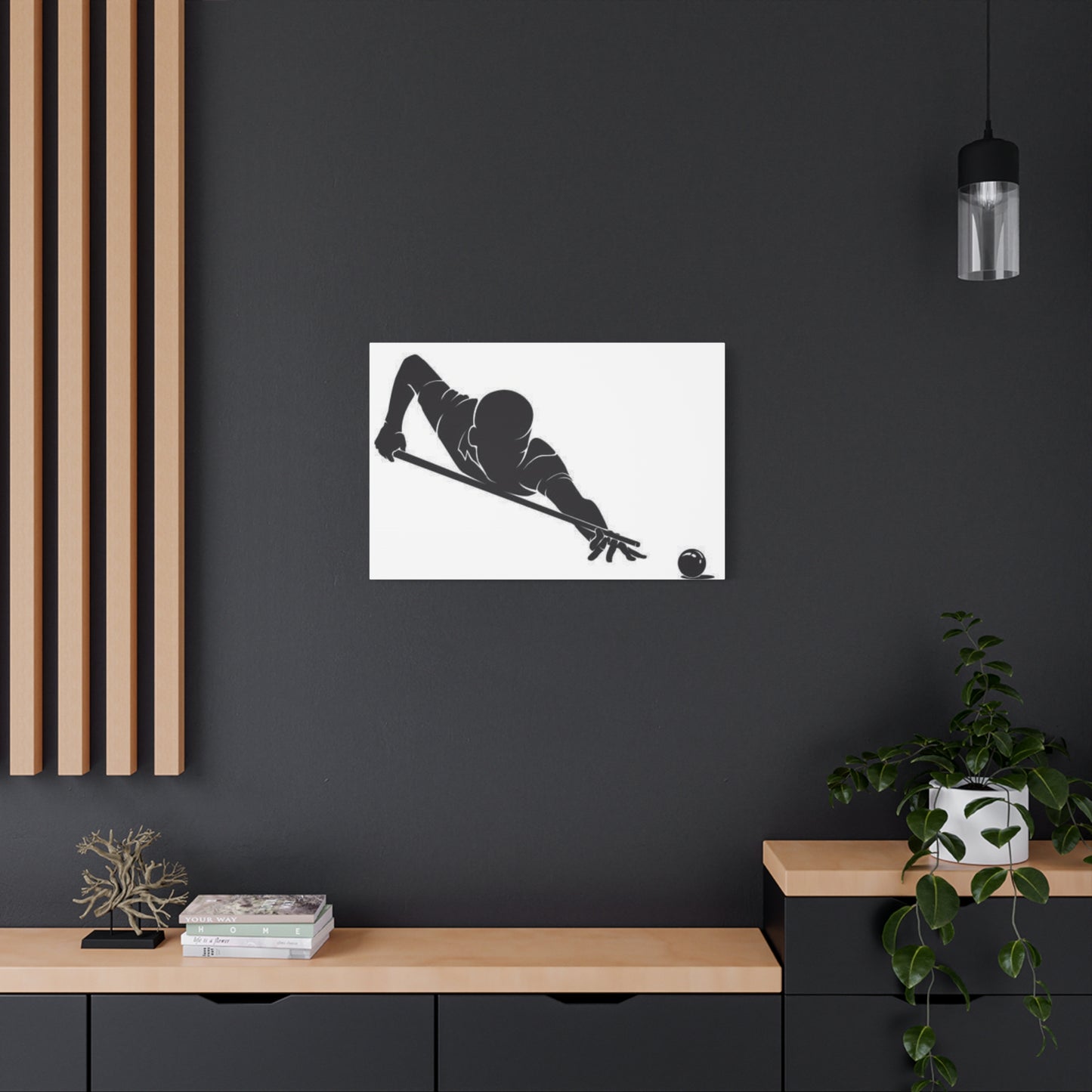 Shadow of Pool Playing Man Wall Art & Canvas Prints