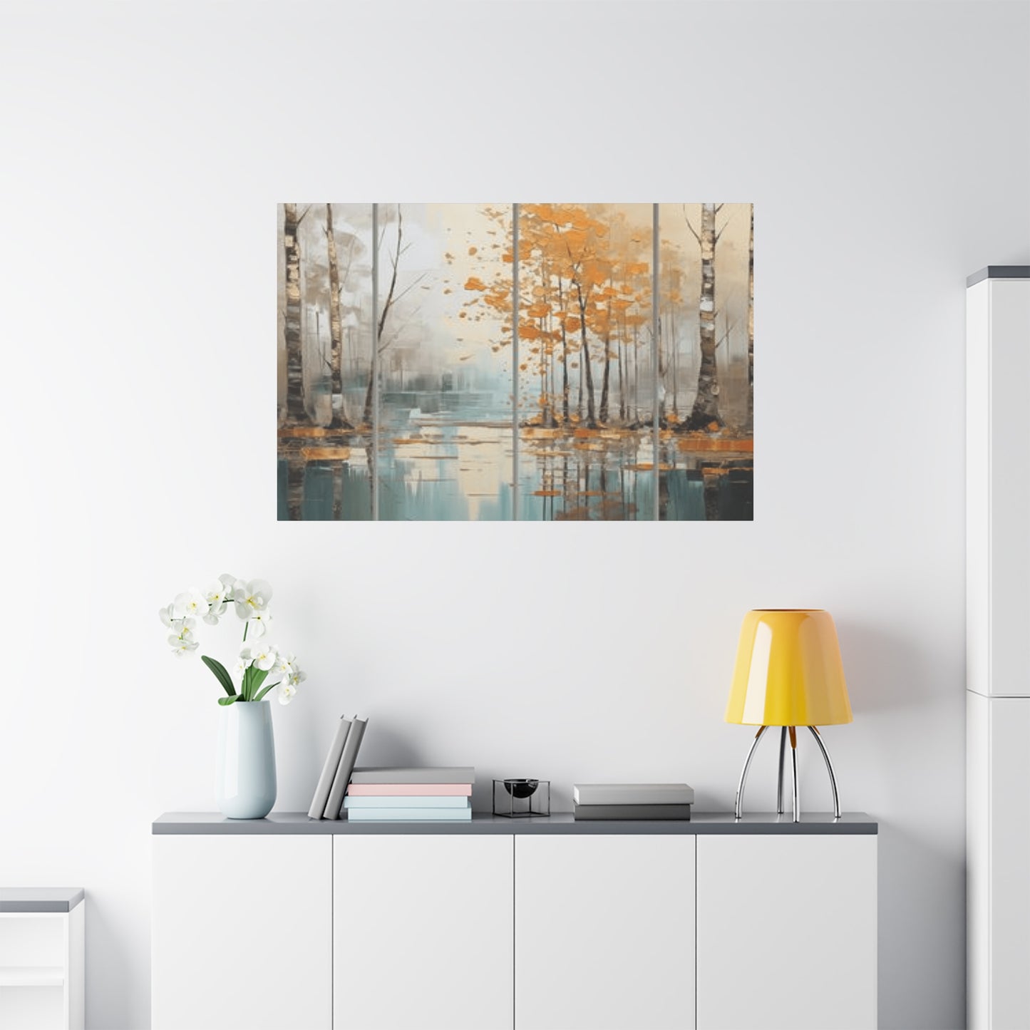 Birch Trees and River Painting Wall Art & Canvas Prints