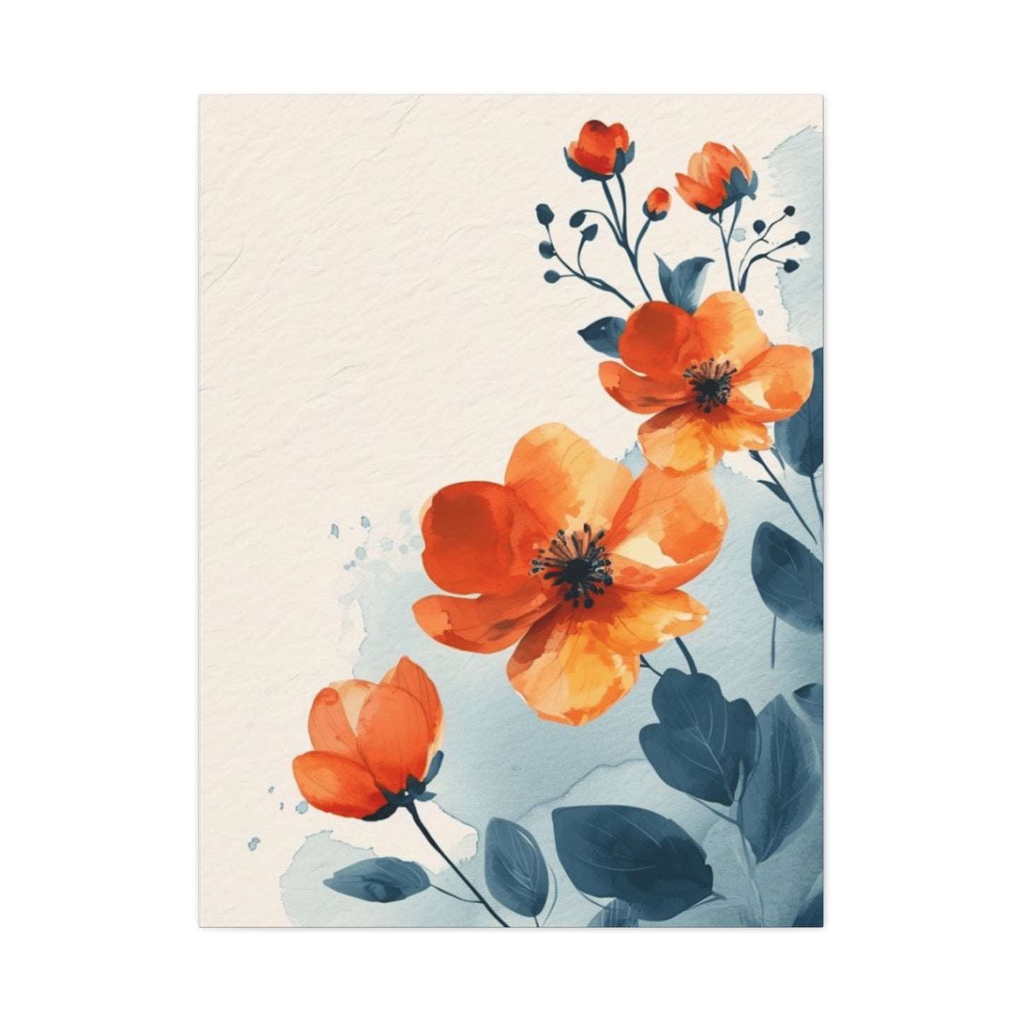 Orange Flowers Water Painting Wall Art & Canvas Prints